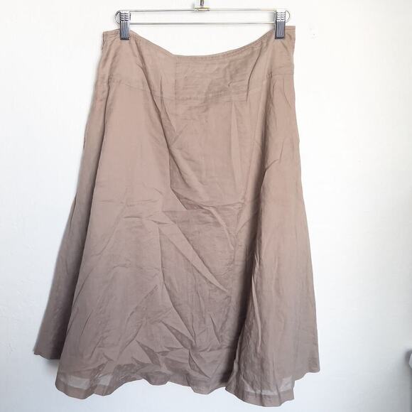 Banana Republic Pleated Polka Dot A Line Zipper Skirt 4 Taupe Office Preppy - Picture 1 of 5